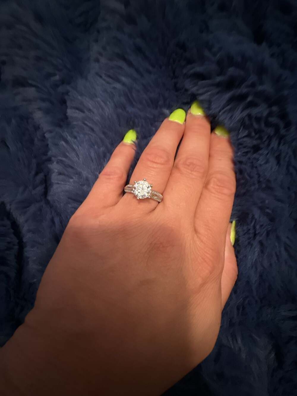 Moissanite VVS1-D Color Round Cut Engagement Ring with Pave Accents